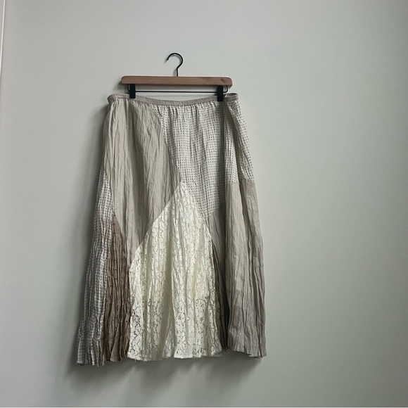 Style & Co Midi Skirt Patch Quilt Lace Midi Cotton XL Cottagecore Boho Peasant - Picture 2 of 8